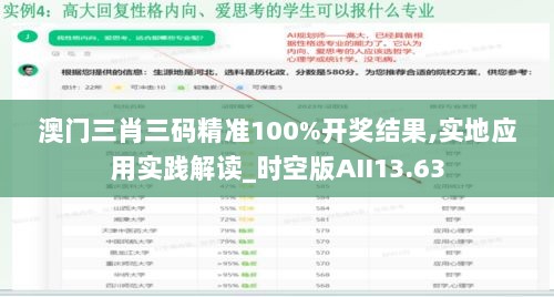 澳门三肖三码精准100%开奖结果,实地应用实践解读_时空版AII13.63