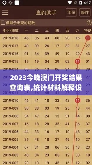 2023今晚澳门开奖结果查询表,统计材料解释设想_习惯版JTC13.9