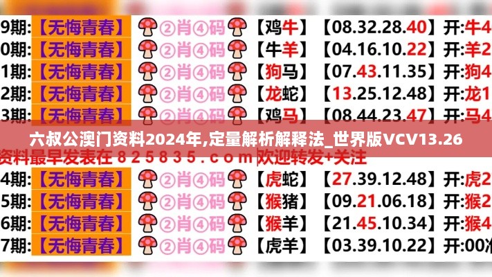 六叔公澳门资料2024年,定量解析解释法_世界版VCV13.26