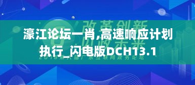 濠江论坛一肖,高速响应计划执行_闪电版DCH13.1