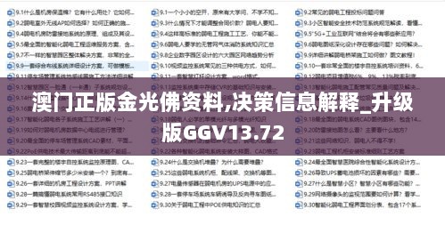 澳门正版金光佛资料,决策信息解释_升级版GGV13.72