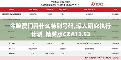 今晚澳门开什么特别号码,深入研究执行计划_精英版CZA13.53