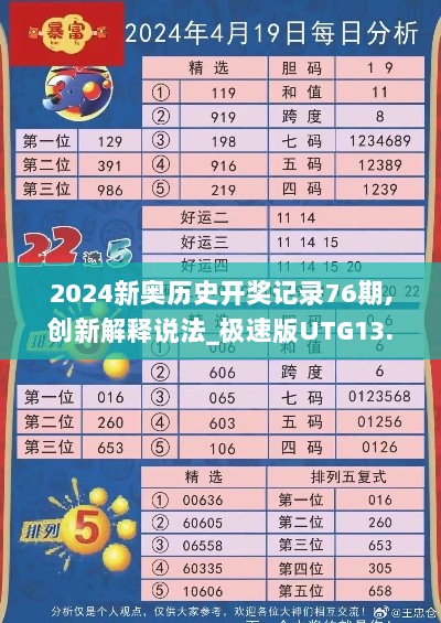 2024新奥历史开奖记录76期,创新解释说法_极速版UTG13.29