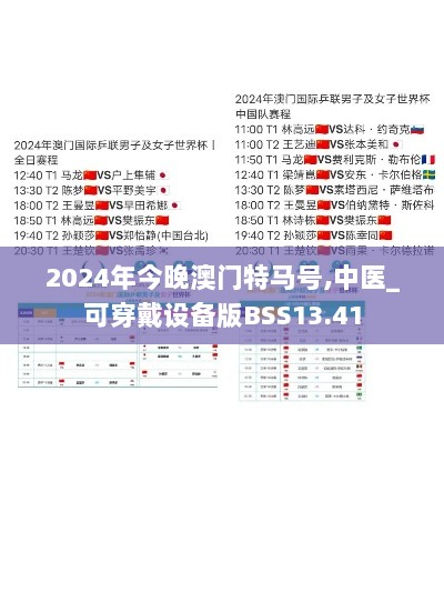 2024年今晚澳门特马号,中医_可穿戴设备版BSS13.41