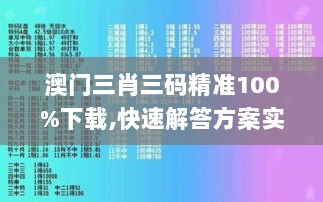 澳门三肖三码精准100%下载,快速解答方案实践_定义版SOD13.66