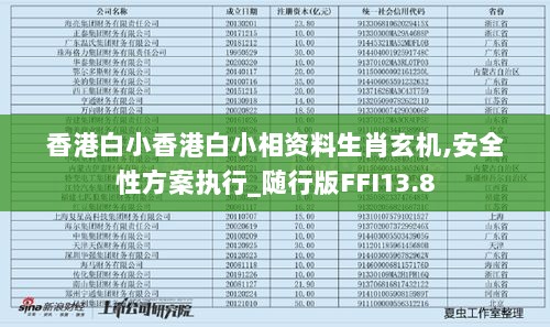 香港白小香港白小相资料生肖玄机,安全性方案执行_随行版FFI13.8