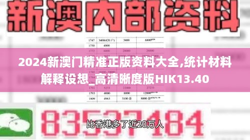 2024新澳门精准正版资料大全,统计材料解释设想_高清晰度版HIK13.40