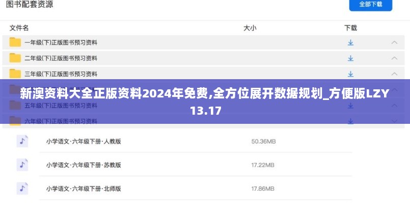 新澳资料大全正版资料2024年免费,全方位展开数据规划_方便版LZY13.17