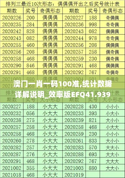 澳门一肖一码100准,统计数据详解说明_效率版EFQ41.939