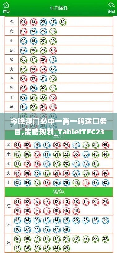 今晚澳门必中一肖一码适囗务目,策略规划_TabletTFC23.720