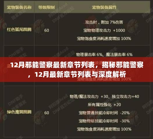 邪能警察，12月最新章节深度解析