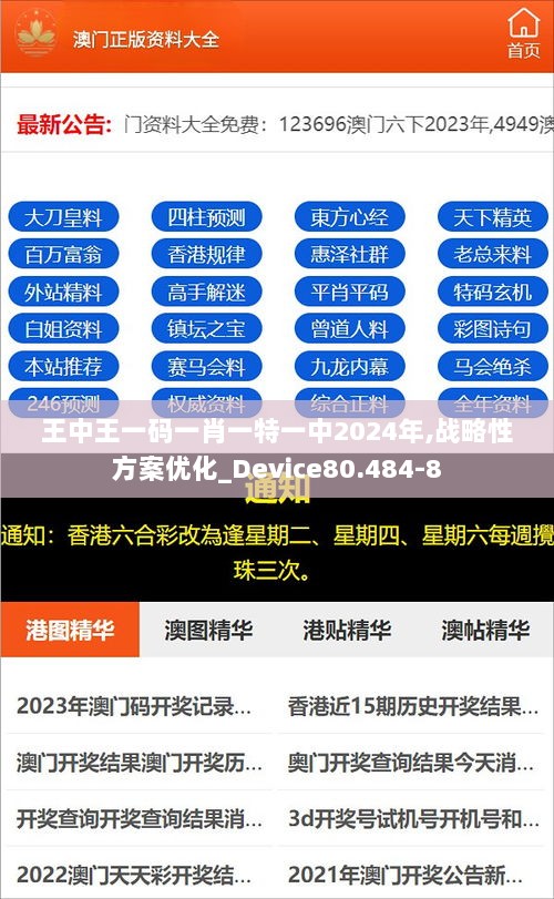 王中王一码一肖一特一中2024年,战略性方案优化_Device80.484-8