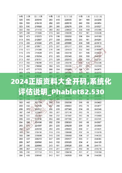 2024正版资料大全开码,系统化评估说明_Phablet82.530