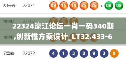 22324濠江论坛一肖一码340期,创新性方案设计_LT32.433-6