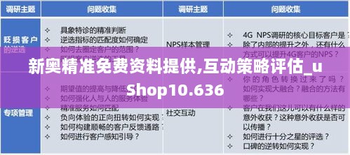 新奥精准免费资料提供,互动策略评估_uShop10.636