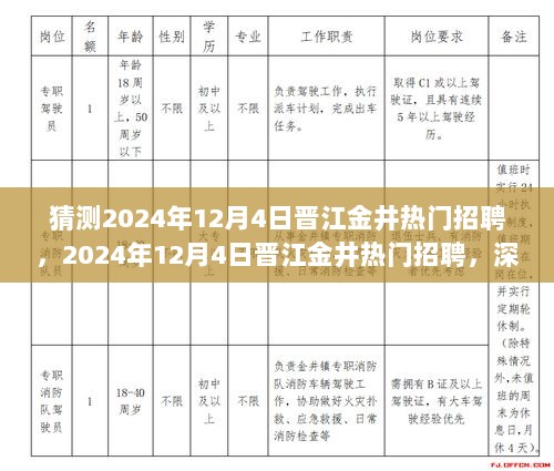 2024年12月4日晋江金井热门招聘深度解析与介绍