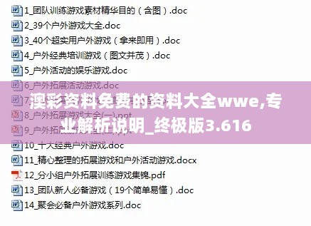 澳彩资料免费的资料大全wwe,专业解析说明_终极版3.616