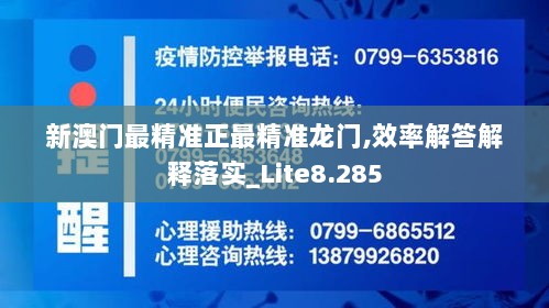 新澳门最精准正最精准龙门,效率解答解释落实_Lite8.285