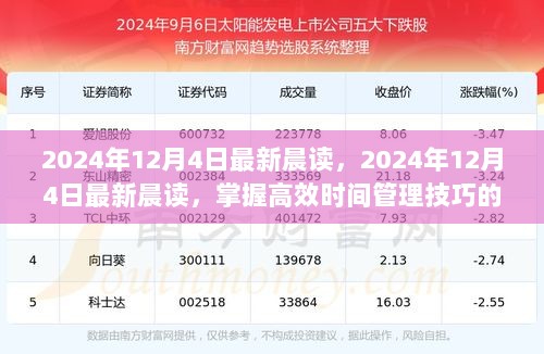 2024年12月4日晨读，掌握高效时间管理技巧的步骤指南