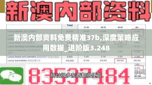 新澳内部资料免费精准37b,深度策略应用数据_进阶版3.248