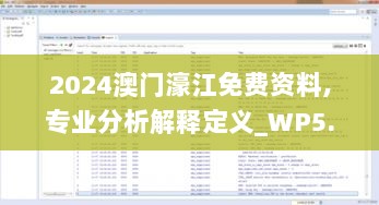 2024澳门濠江免费资料,专业分析解释定义_WP5.868