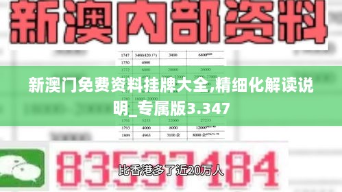 新澳门免费资料挂牌大全,精细化解读说明_专属版3.347