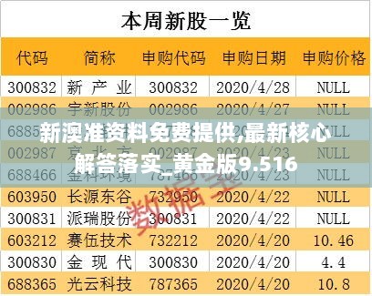 新澳准资料免费提供,最新核心解答落实_黄金版9.516