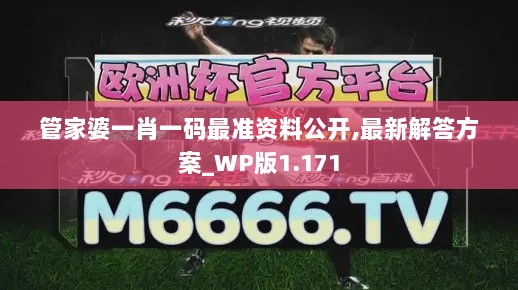 管家婆一肖一码最准资料公开,最新解答方案_WP版1.171