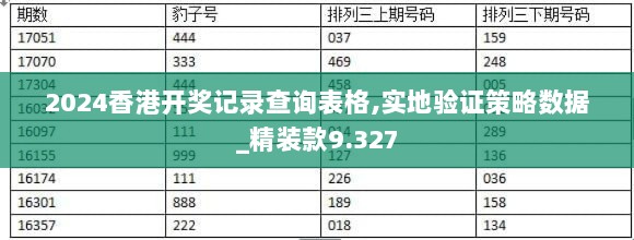 2024香港开奖记录查询表格,实地验证策略数据_精装款9.327