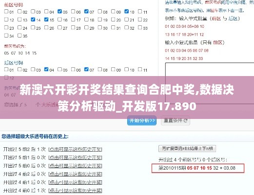 新澳六开彩开奖结果查询合肥中奖,数据决策分析驱动_开发版17.890