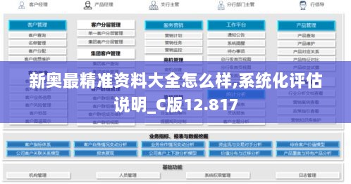 新奥最精准资料大全怎么样,系统化评估说明_C版12.817