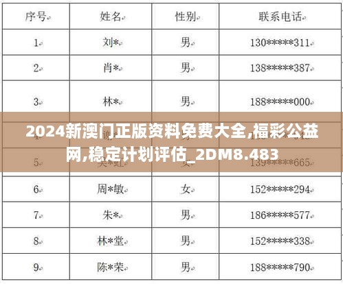 2024新澳门正版资料免费大全,福彩公益网,稳定计划评估_2DM8.483