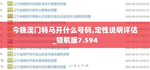 今晚澳门特马开什么号码,定性说明评估_领航版7.594