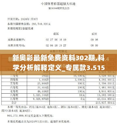 新奥彩最新免费资料302期,科学分析解释定义_专属款3.515