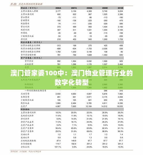 澳门管家婆100中：澳门物业管理行业的数字化转型