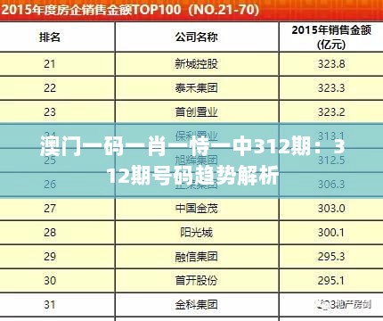 澳门一码一肖一恃一中312期：312期号码趋势解析