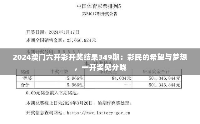 2024澳门六开彩开奖结果349期：彩民的希望与梦想，一开奖见分晓