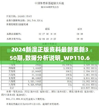 2024新澳正版资料最新更新350期,数据分析说明_WP110.658