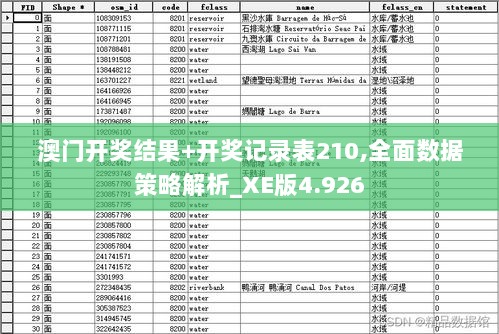 澳门开奖结果+开奖记录表210,全面数据策略解析_XE版4.926