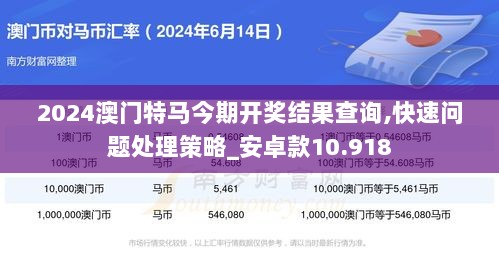 2024澳门特马今期开奖结果查询,快速问题处理策略_安卓款10.918