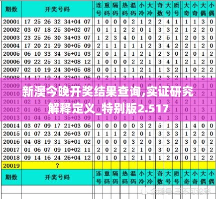 新澳今晚开奖结果查询,实证研究解释定义_特别版2.517