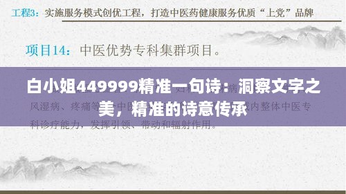 白小姐449999精准一句诗：洞察文字之美，精准的诗意传承