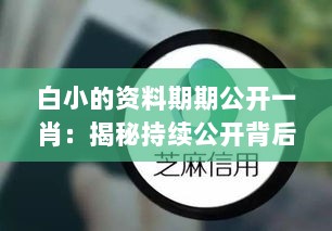 白小的资料期期公开一肖：揭秘持续公开背后的价值与挑战