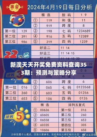 新澳天天开奖免费资料查询353期：预测与策略分享