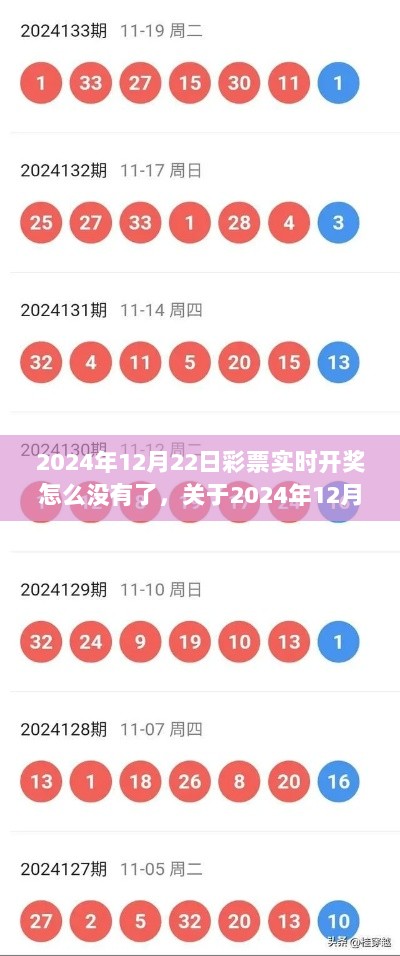 关于彩票实时开奖暂停的解析，为何在2024年12月22日无法观看彩票实时开奖？