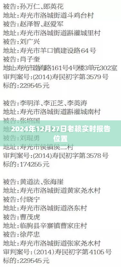 最新老赖实时定位报告（2024年12月27日）