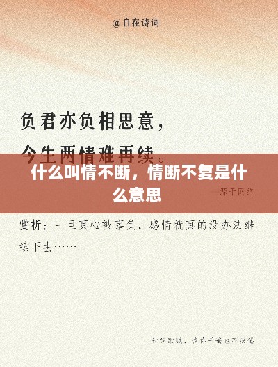 什么叫情不断，情断不复是什么意思 