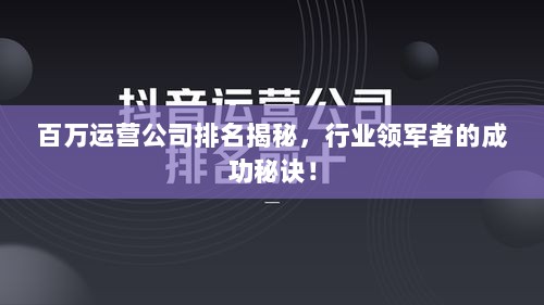 百万运营公司排名揭秘，行业领军者的成功秘诀！