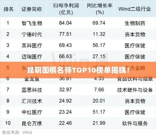 昆明围棋名师TOP10榜单揭晓！