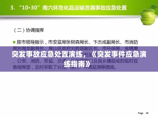 突发事故应急处置演练，《突发事件应急演练指南》 